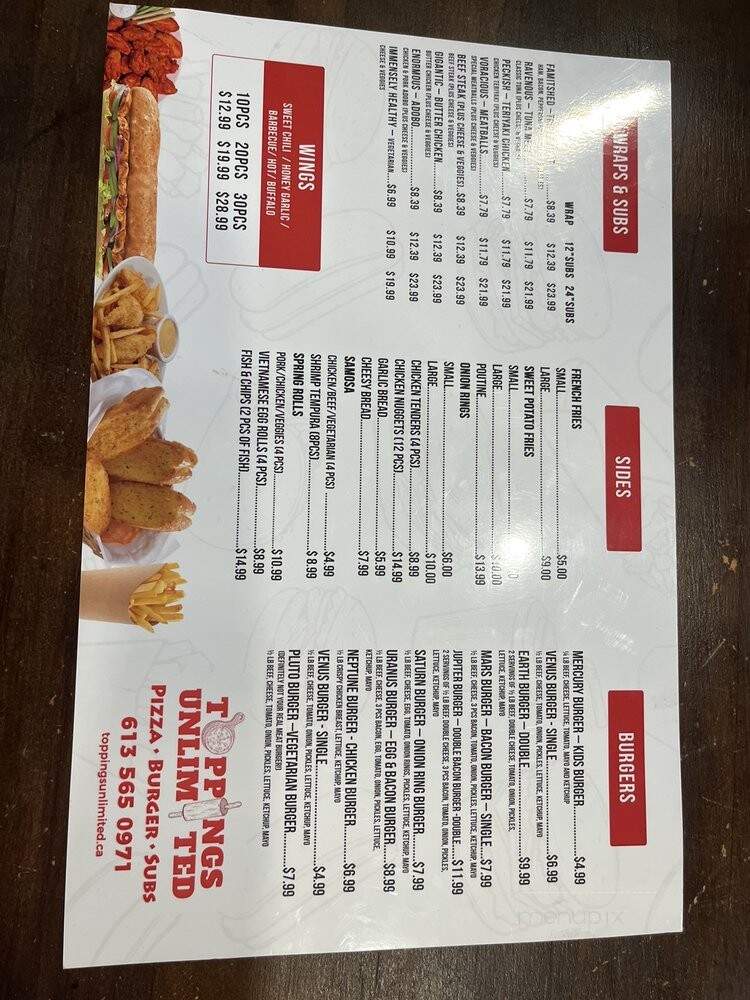 Toppings Unlimited - Ottawa, ON menu_pic