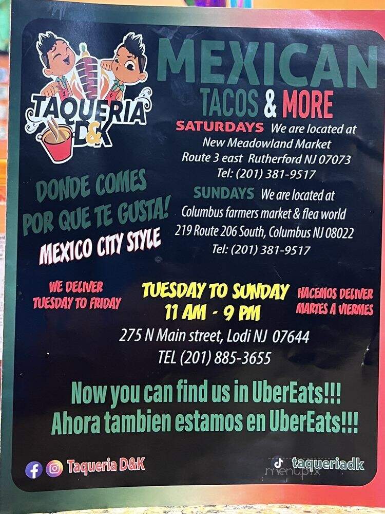 Taqueria D&K - Lodi, NJ menu_pic
