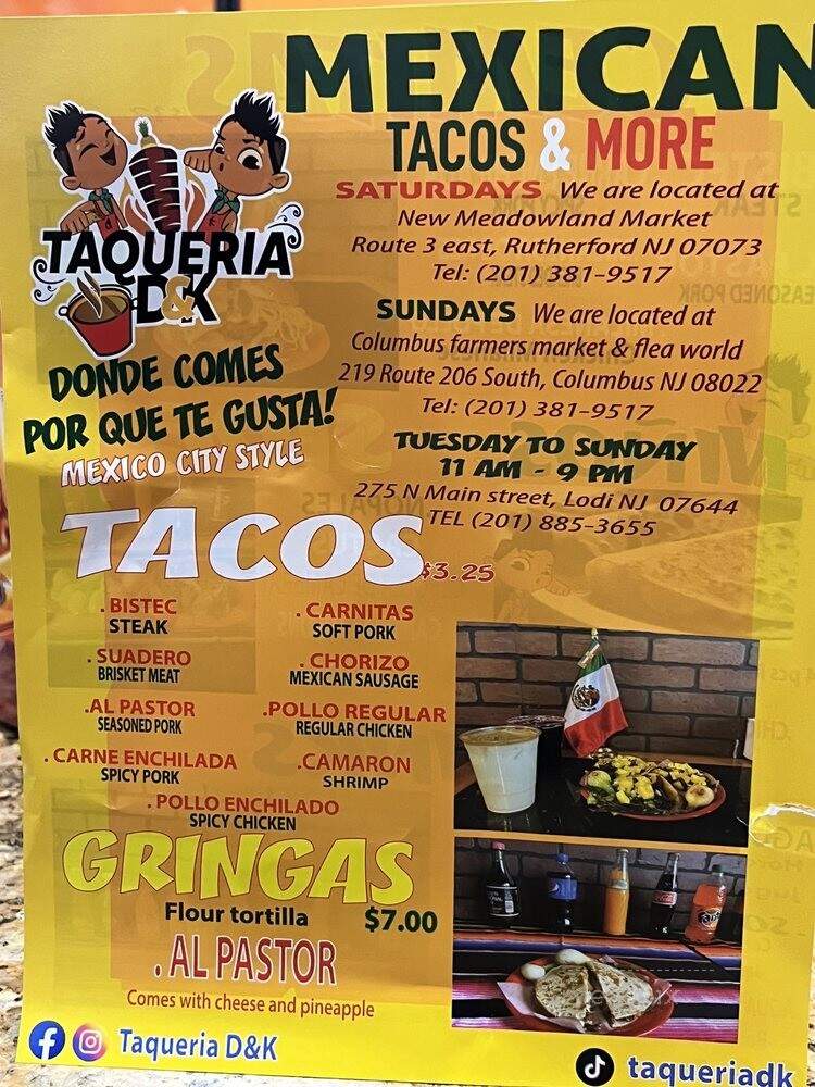 Taqueria D&K - Lodi, NJ menu_pic