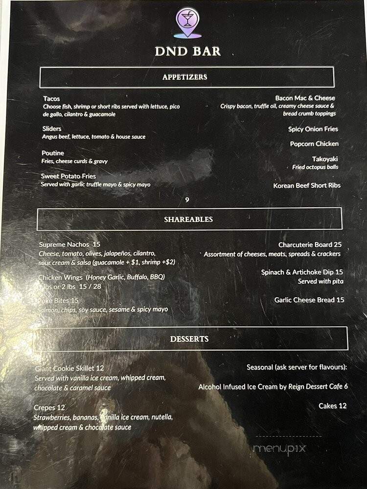 DND Bar - Markham, ON menu_pic