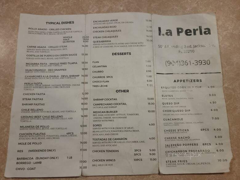 La Perla - Jacksonville, FL menu_pic