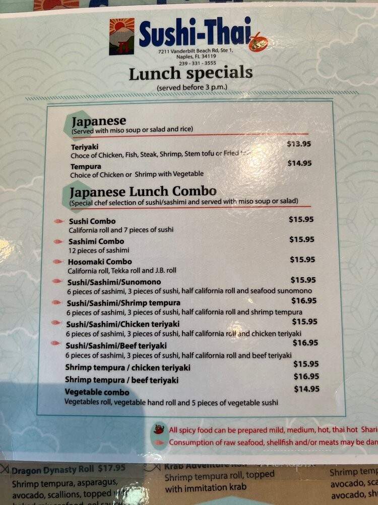 Sushi Thai Too - Naples, FL menu_pic