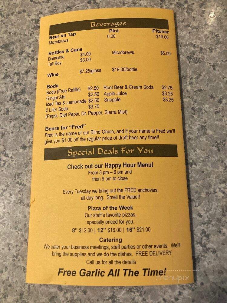 Blind Onion Pizza & Pub - Portland, OR menu_pic