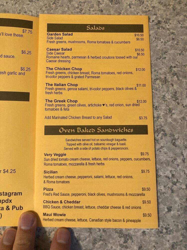 Blind Onion Pizza & Pub - Portland, OR menu_pic