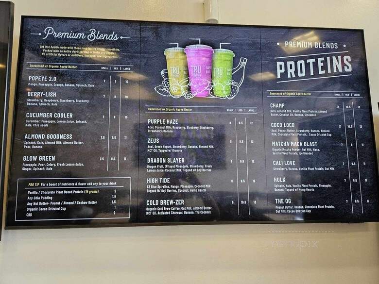 Tru Bowl Superfood Bar - Glendora, CA menu_pic