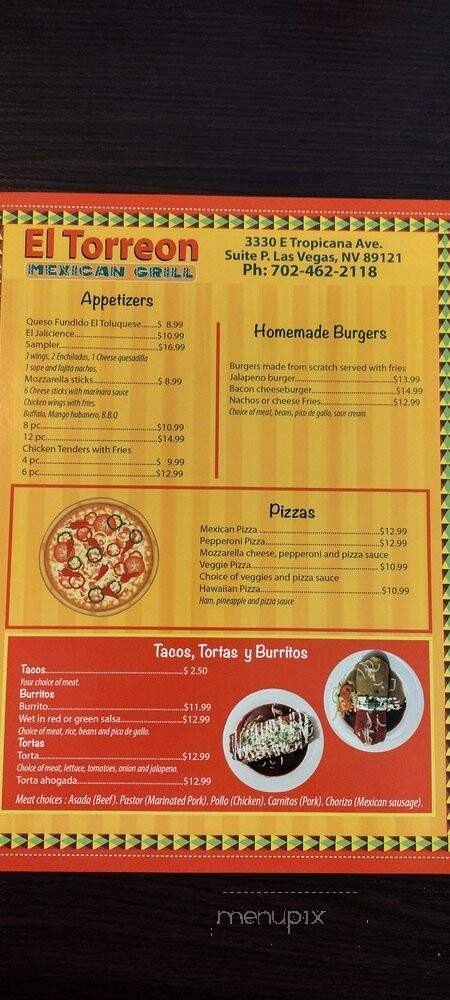 El Torreon Mexican Grill - Las Vegas, NV menu_pic