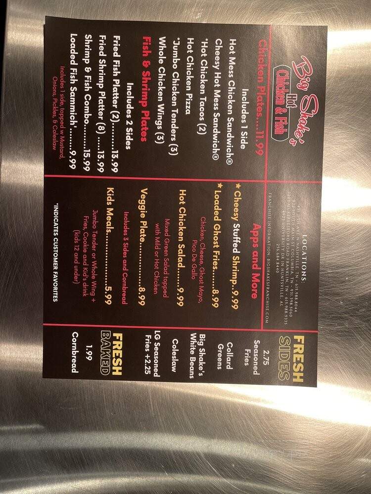 Big Shake's - Nashville, TN menu_pic