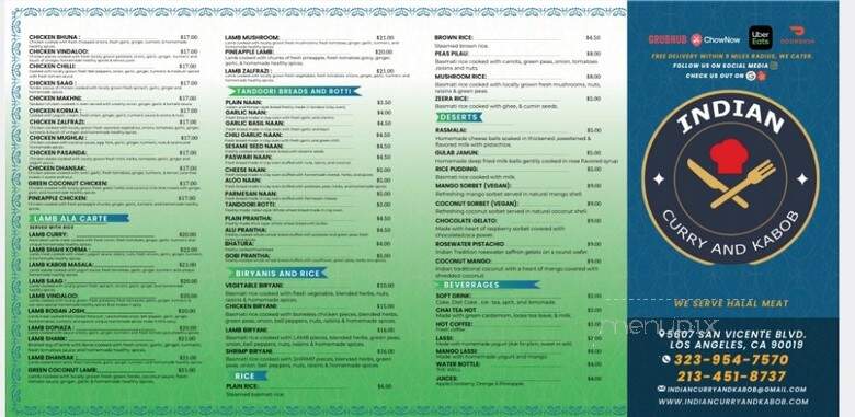 Indian Curry and Kabob - Los Angeles, CA menu_pic