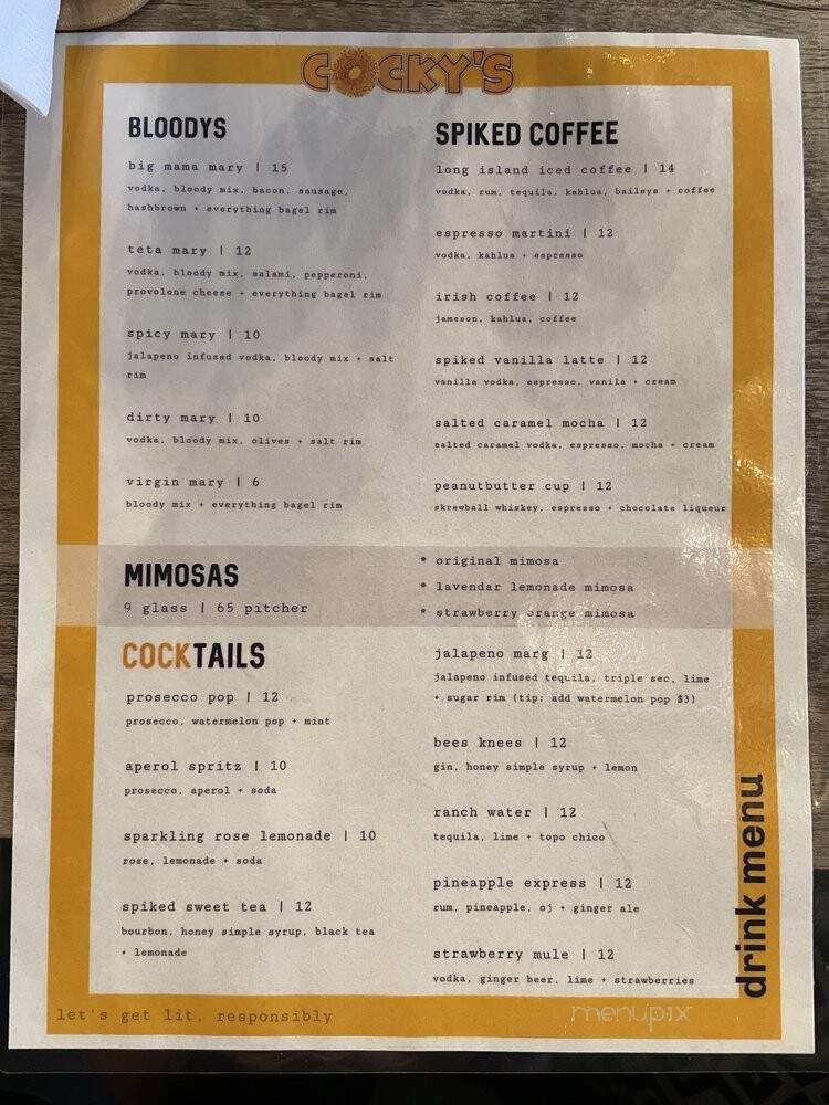 Cocky's - Cleveland, OH menu_pic