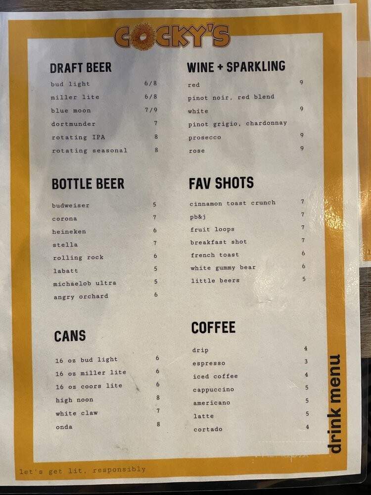 Cocky's - Cleveland, OH menu_pic