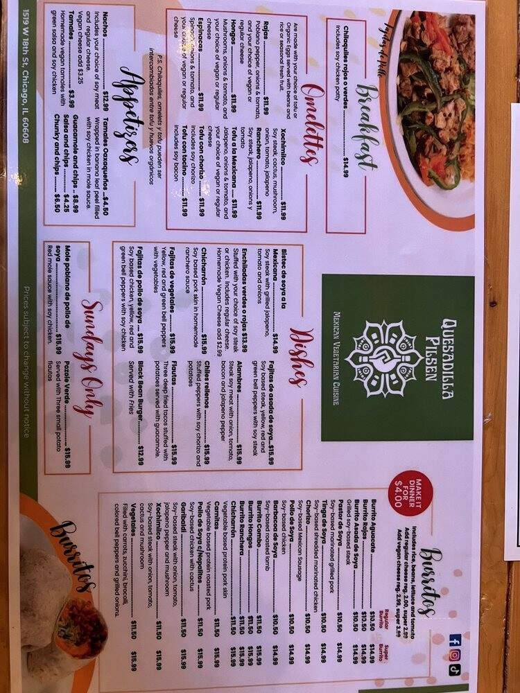 Quesadilla Pilsen - Chicago, IL menu_pic