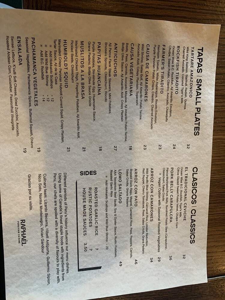 Raphael Express Peruvian - Ottawa, ON menu_pic