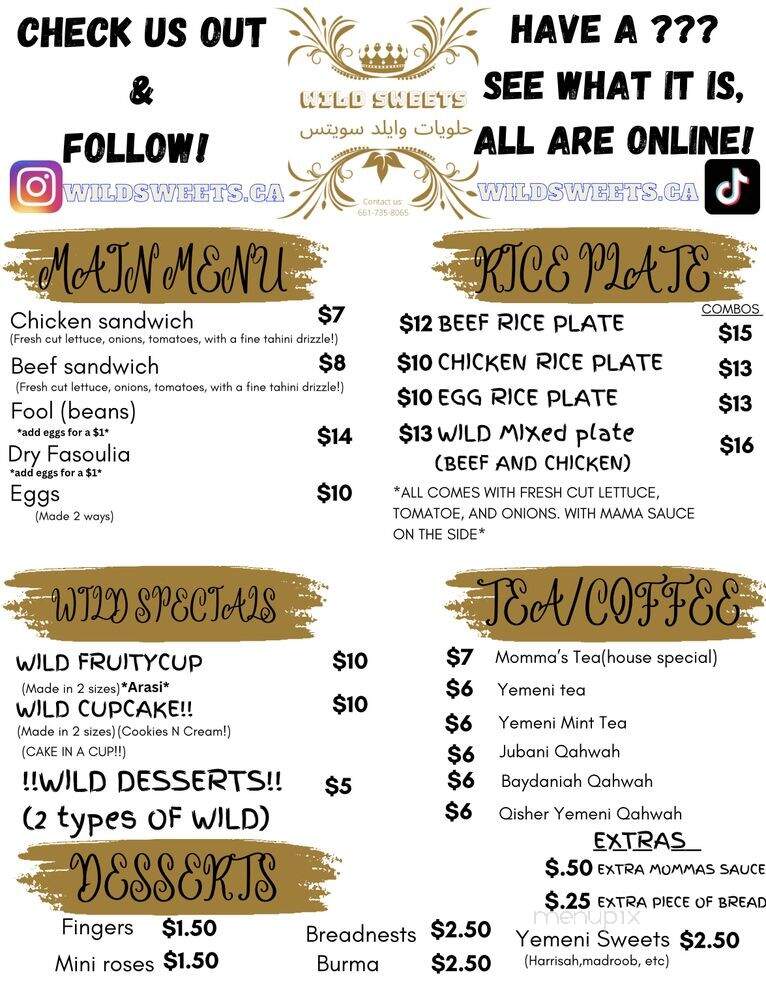 Wildsweets - Bakersfield, CA menu_pic