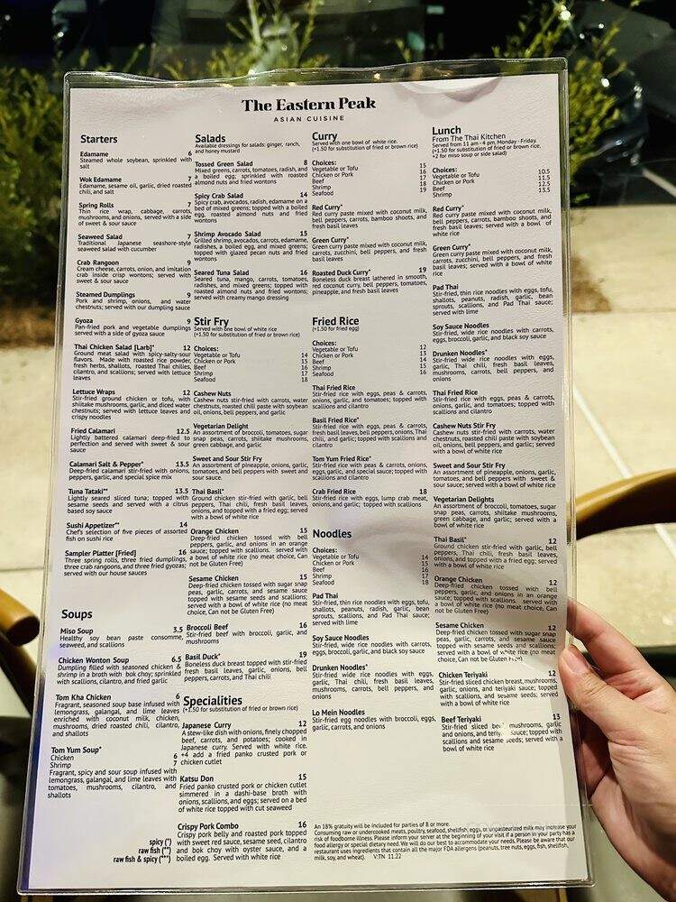 The Eastern Peak - Franklin, TN menu_pic