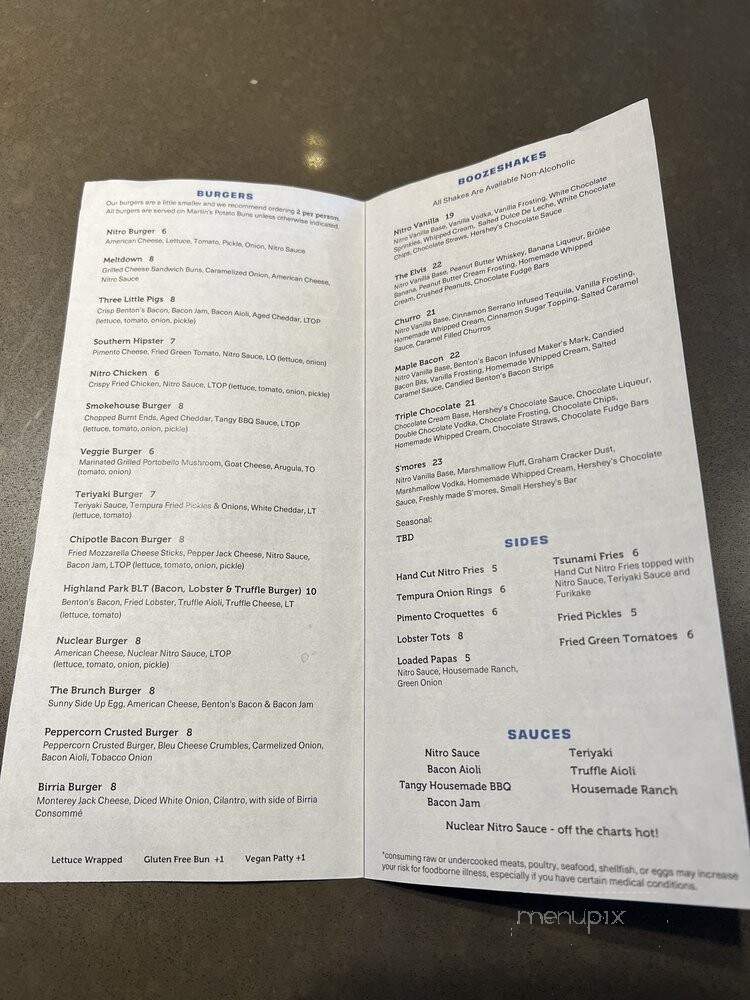 Nitro Burger - Dallas, TX menu_pic