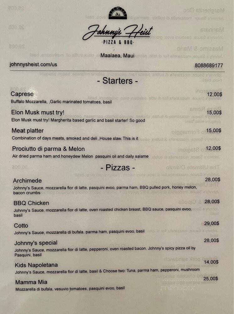 Johnny's Heist - Wailuku, HI menu_pic