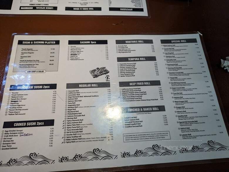 Saka E Sushi & Robatayaki - Duluth, GA menu_pic