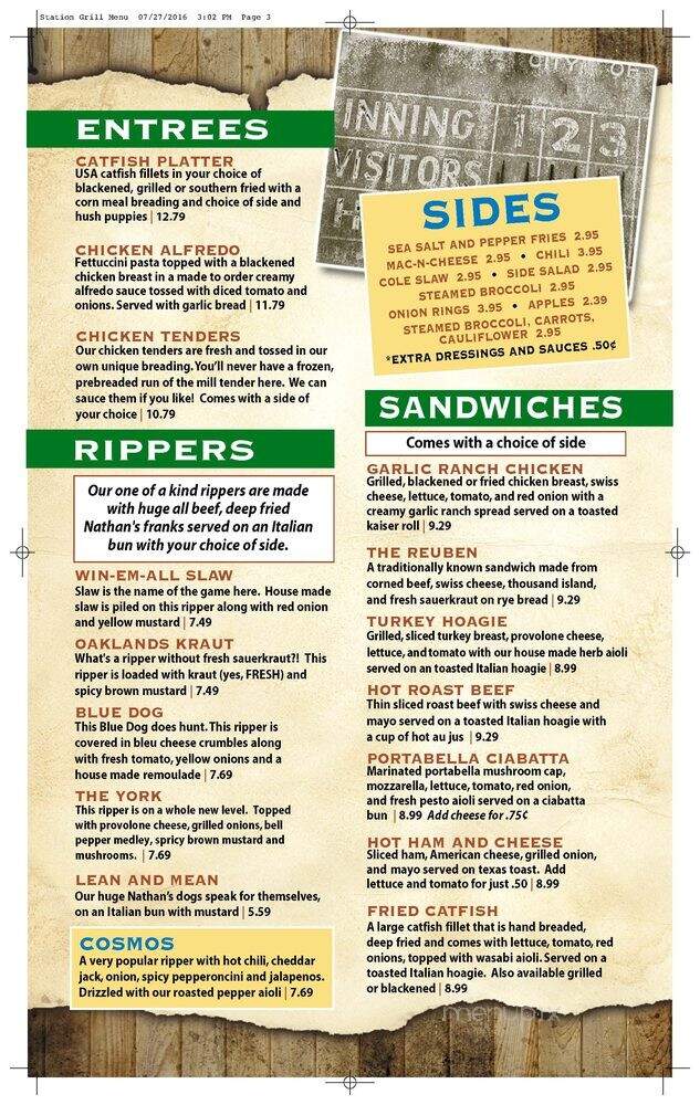 Station Grill - Murfreesboro, TN menu_pic
