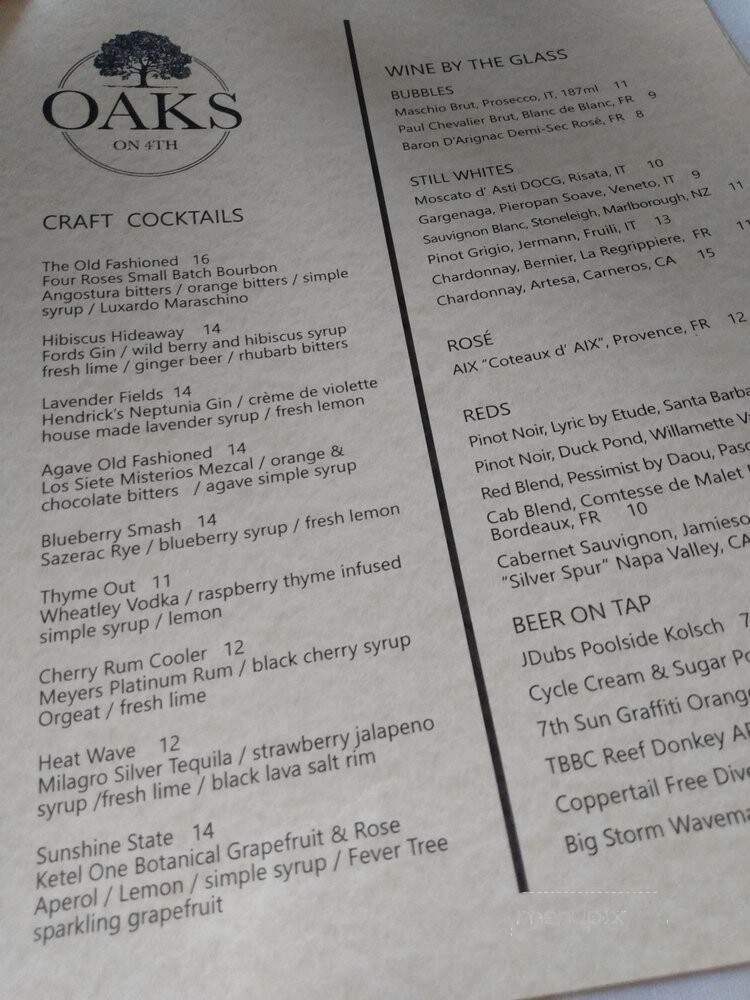 Oaks on 4th - St. Petersburg, FL menu_pic