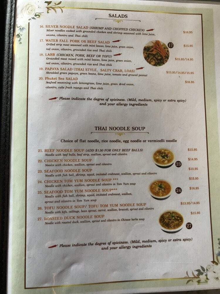 Saby Thai Restaurant - San Jose, CA menu_pic