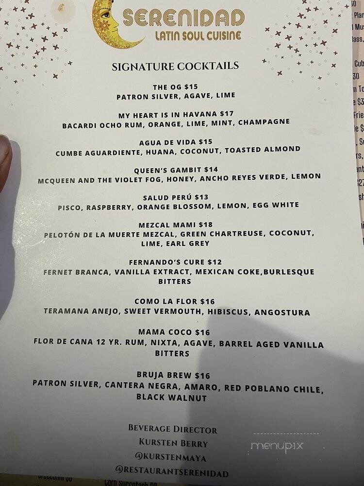 Serenidad - Atlanta, GA menu_pic