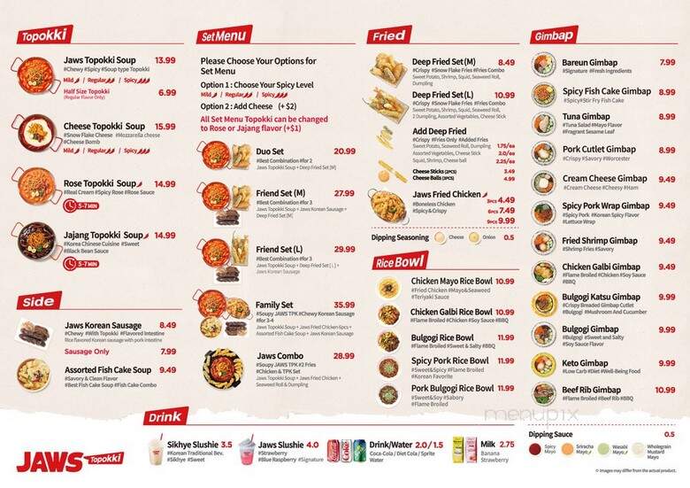 Jaws Topokki - Los Angeles, CA menu_pic