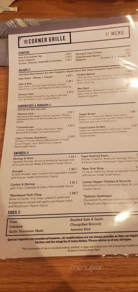 The Corner Grille - Atlanta, GA menu_pic