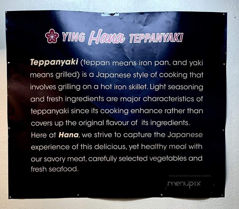 Ying Hana Teppanyaki - San Fernando Valley, CA menu_pic