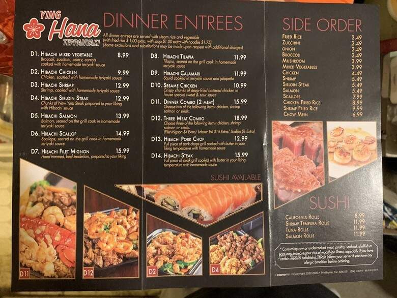 Ying Hana Teppanyaki - San Fernando Valley, CA menu_pic