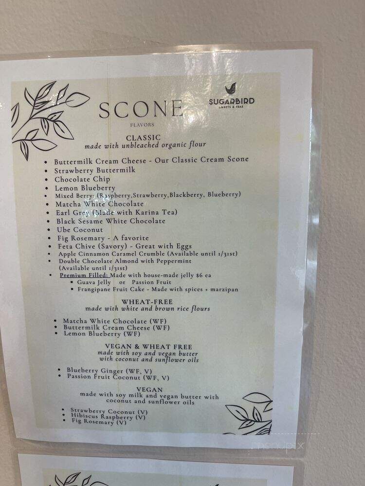 Sugarbird Cafe - Glendale, CA menu_pic