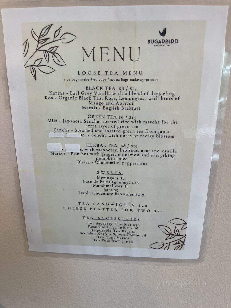 Sugarbird Cafe - Glendale, CA menu_pic