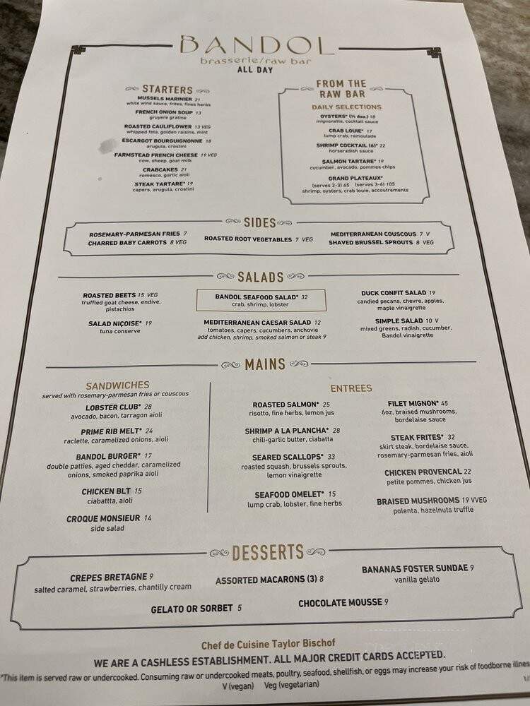 Bandol - Chicago, IL menu_pic