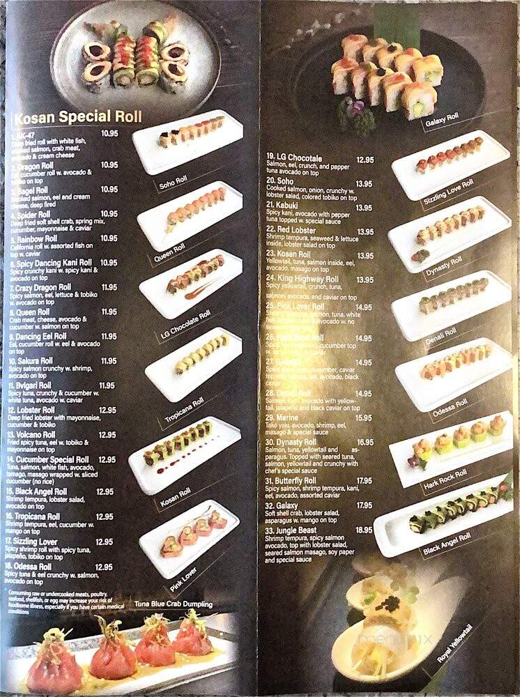 Kosan Asian Fusion - New York, NY menu_pic