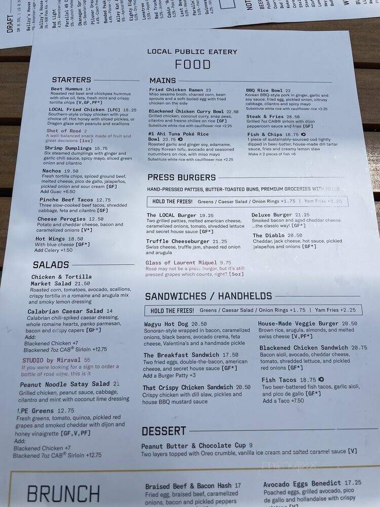 Local Public Eatery - Calgary, AB menu_pic