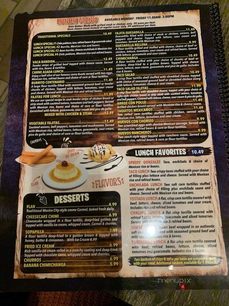 El Centenario Mexican Grill - Grand Rapids, MI menu_pic
