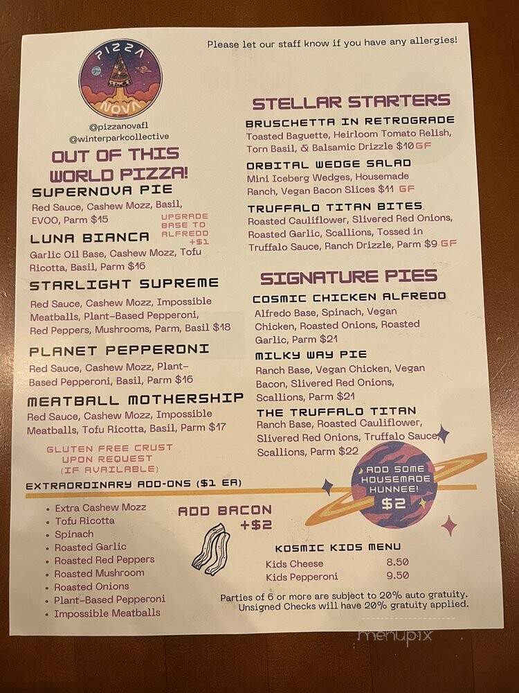 Pizza Nova - Winter Park, FL menu_pic