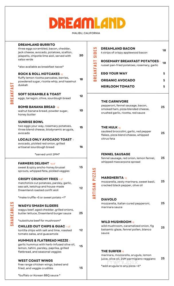 Aviator Nation Dreamland - Malibu, CA menu_pic