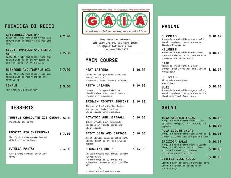 Gaia Italian Cafe Shop - New York, NY
