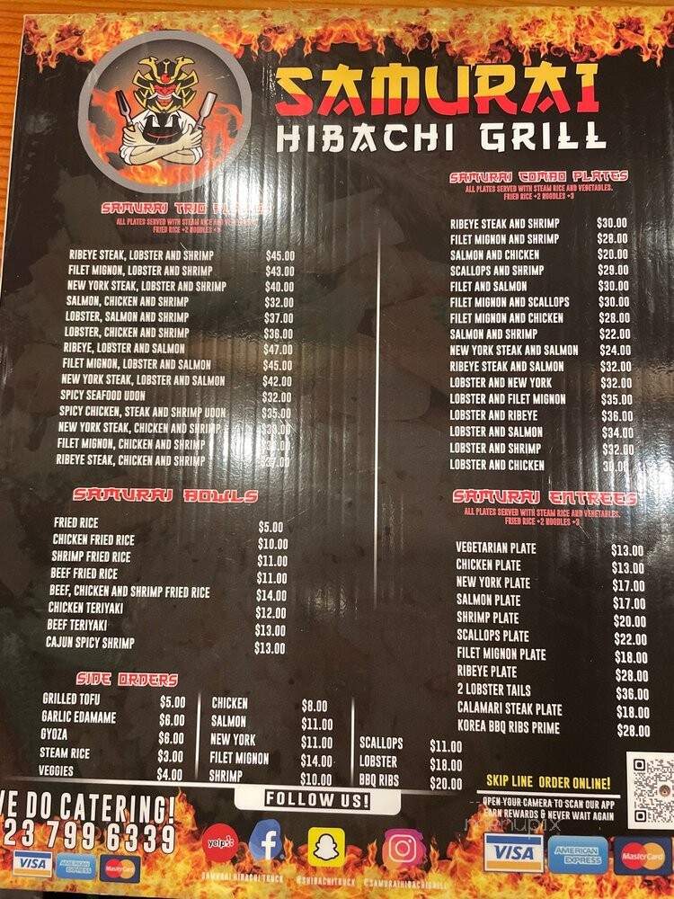 Samurai Hibachi Grill - Santa Fe Springs, CA menu_pic
