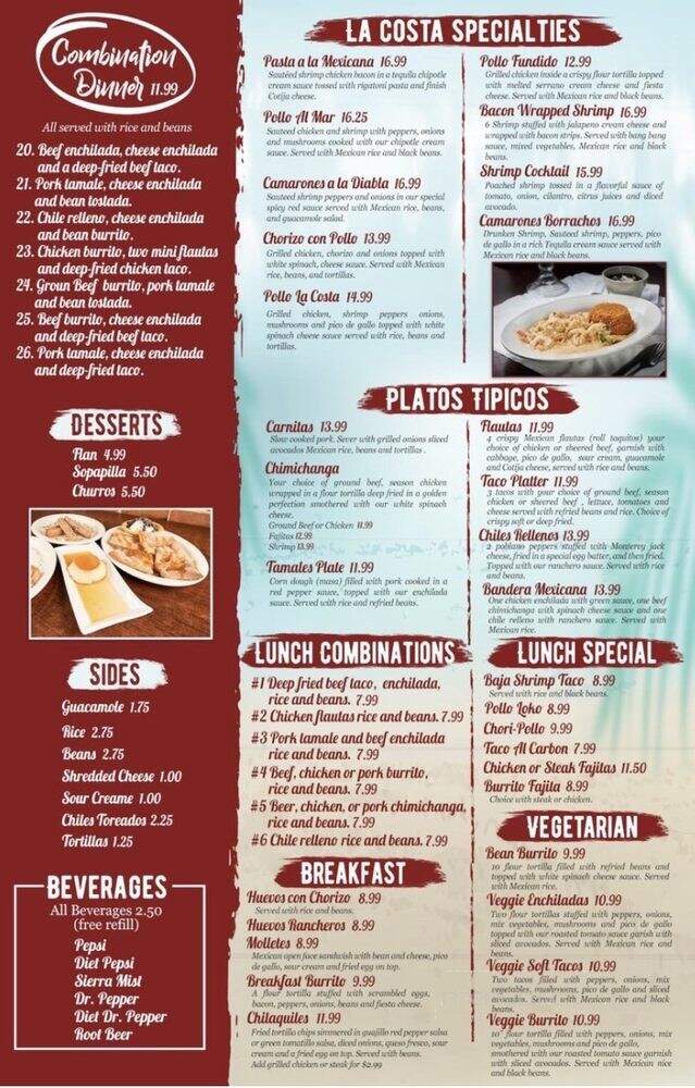 La Costa Mexicana - Parkville, MO menu_pic