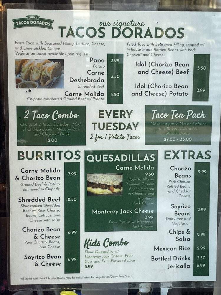 Chuys Tacos Dorados - San Fernando Valley, CA menu_pic