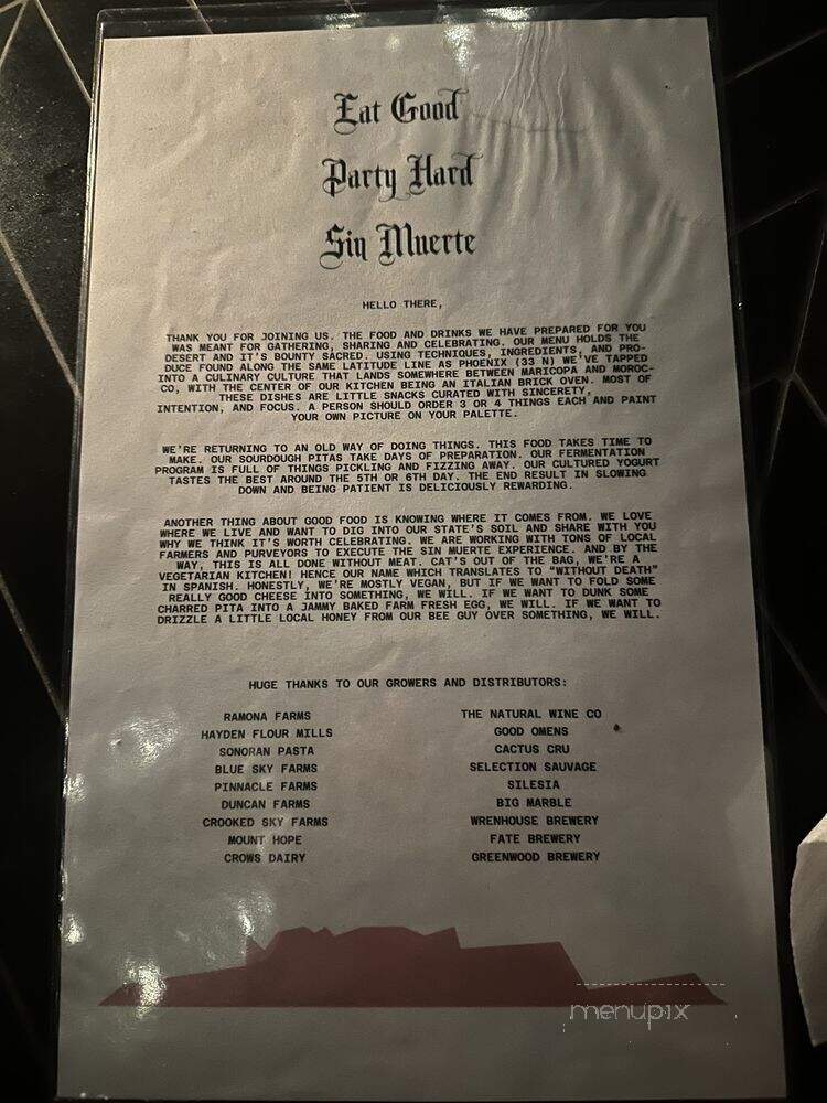 Sin Muerte - Phoenix, AZ menu_pic