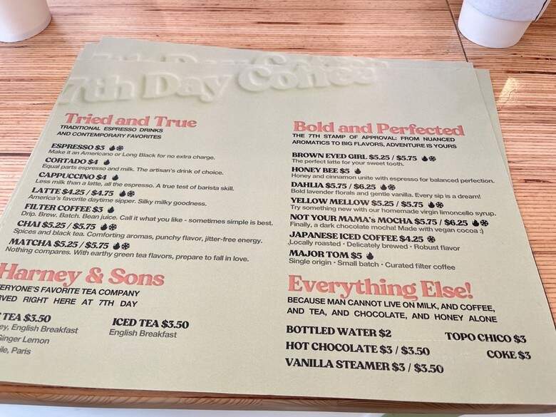7th Day Coffee - Richardson, TX menu_pic