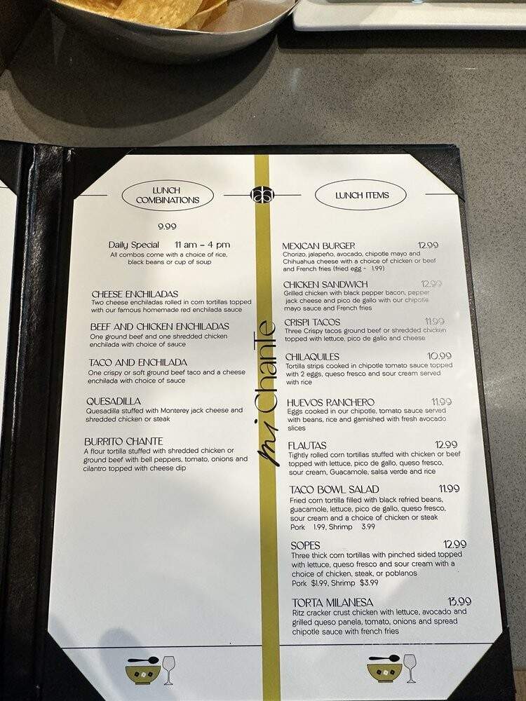 Mi Chante Mexican Cuisine - Prosper, TX menu_pic