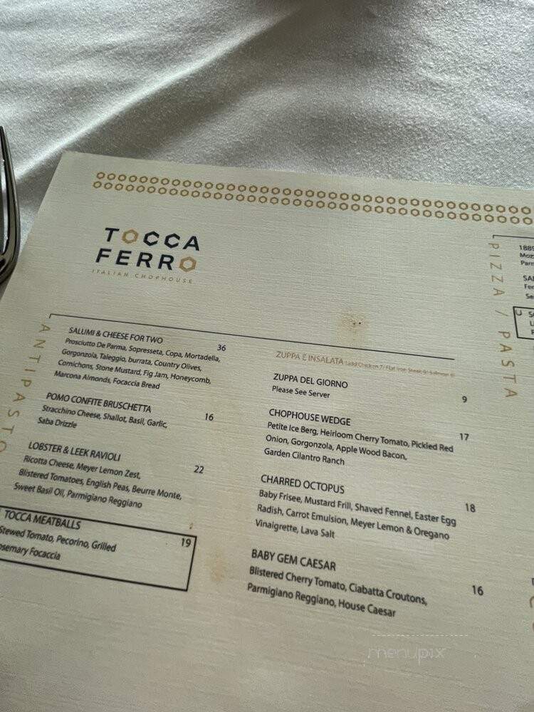 Tocca Ferro Italian Chophouse - Anaheim, CA menu_pic