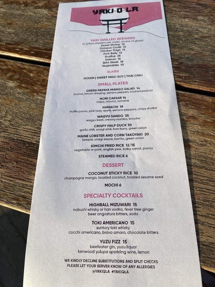 Yaki Q LA - Los Angeles, CA menu_pic
