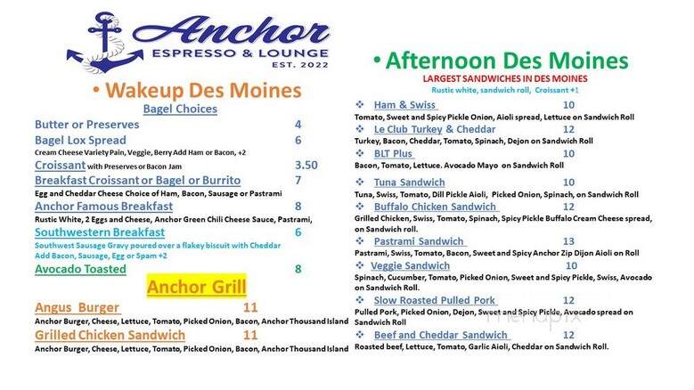Anchor Espresso and Lounge - Des Moines, WA