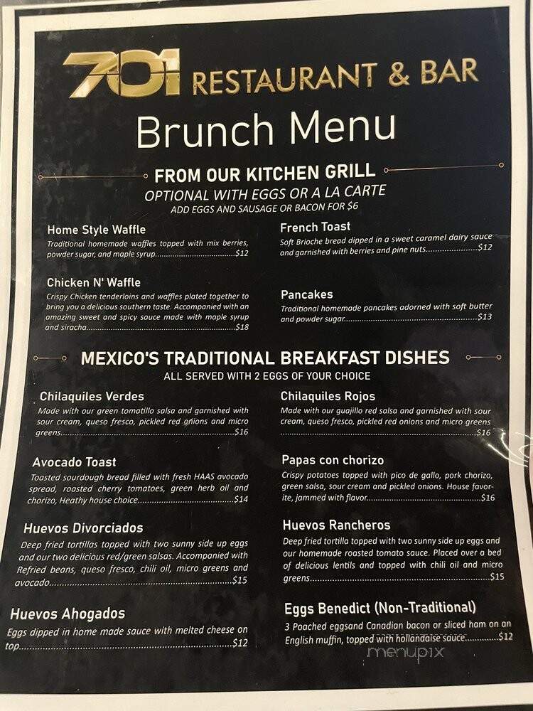 701 Restaurant & Bar - Santa Ana, CA menu_pic