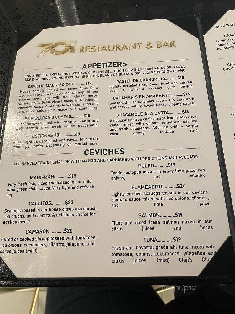 701 Restaurant & Bar - Santa Ana, CA menu_pic