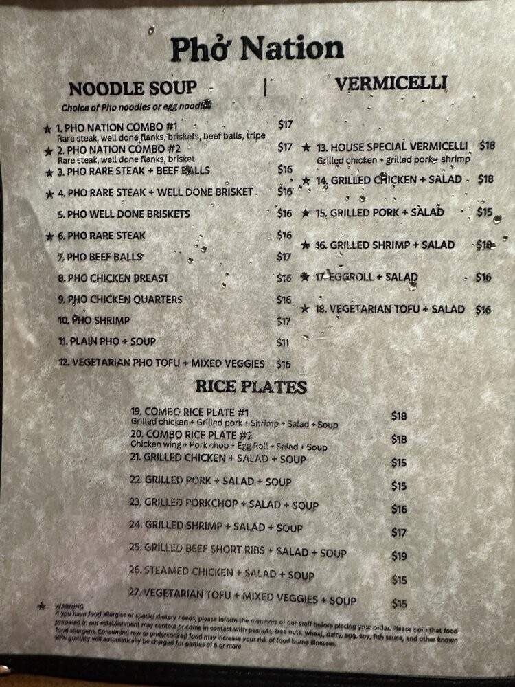 Pho Nation - Alameda, CA menu_pic